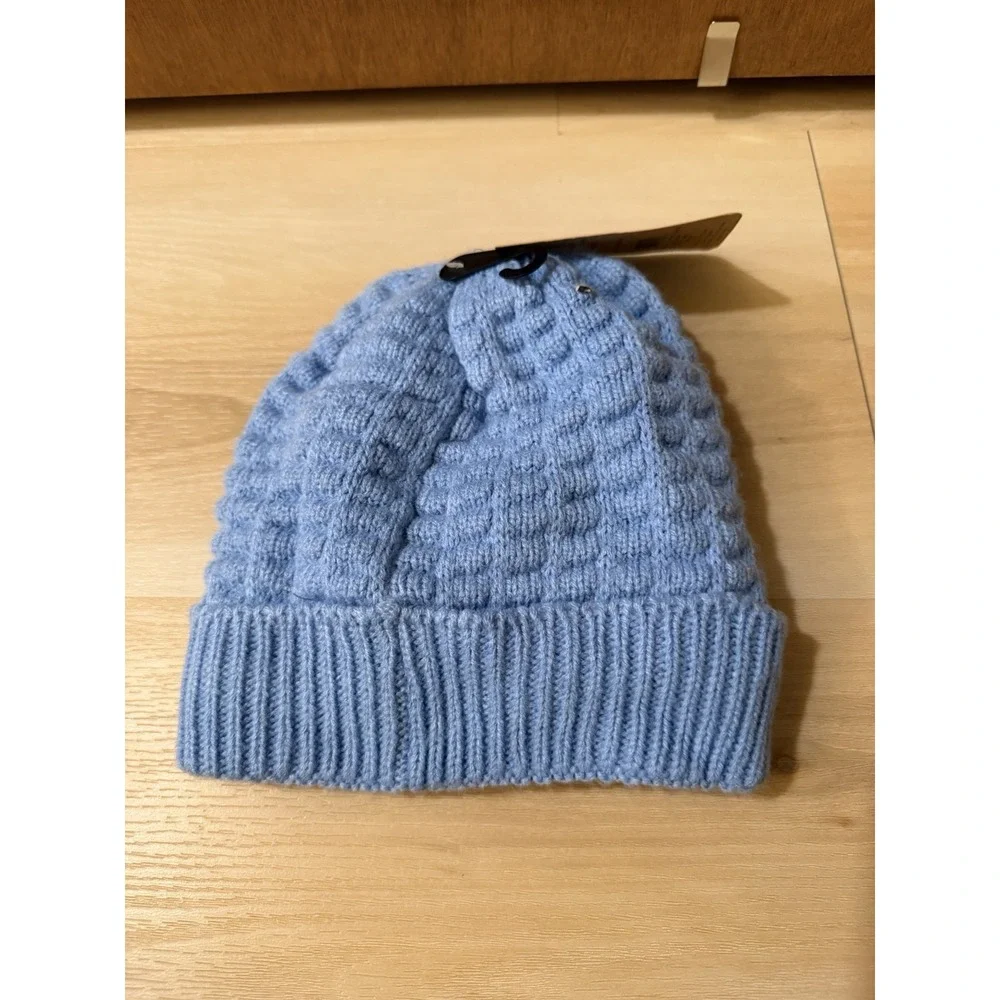 Cozy Cabin Youth Beanie Blue Soft Lined Knit One Size Bolt Design Acrylic New